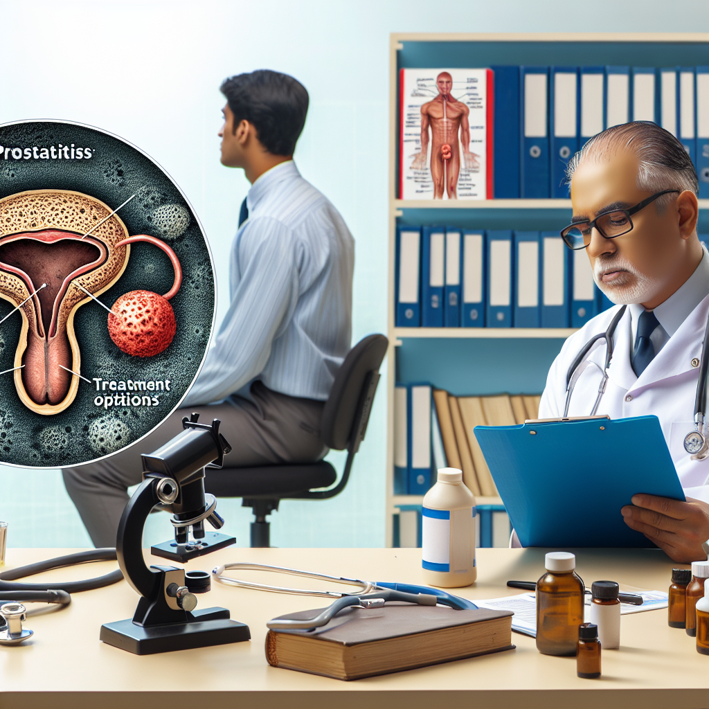 Ilustrace ukazující symptomy, diagnostické metody a možnosti léčby pro fungální prostatitidu