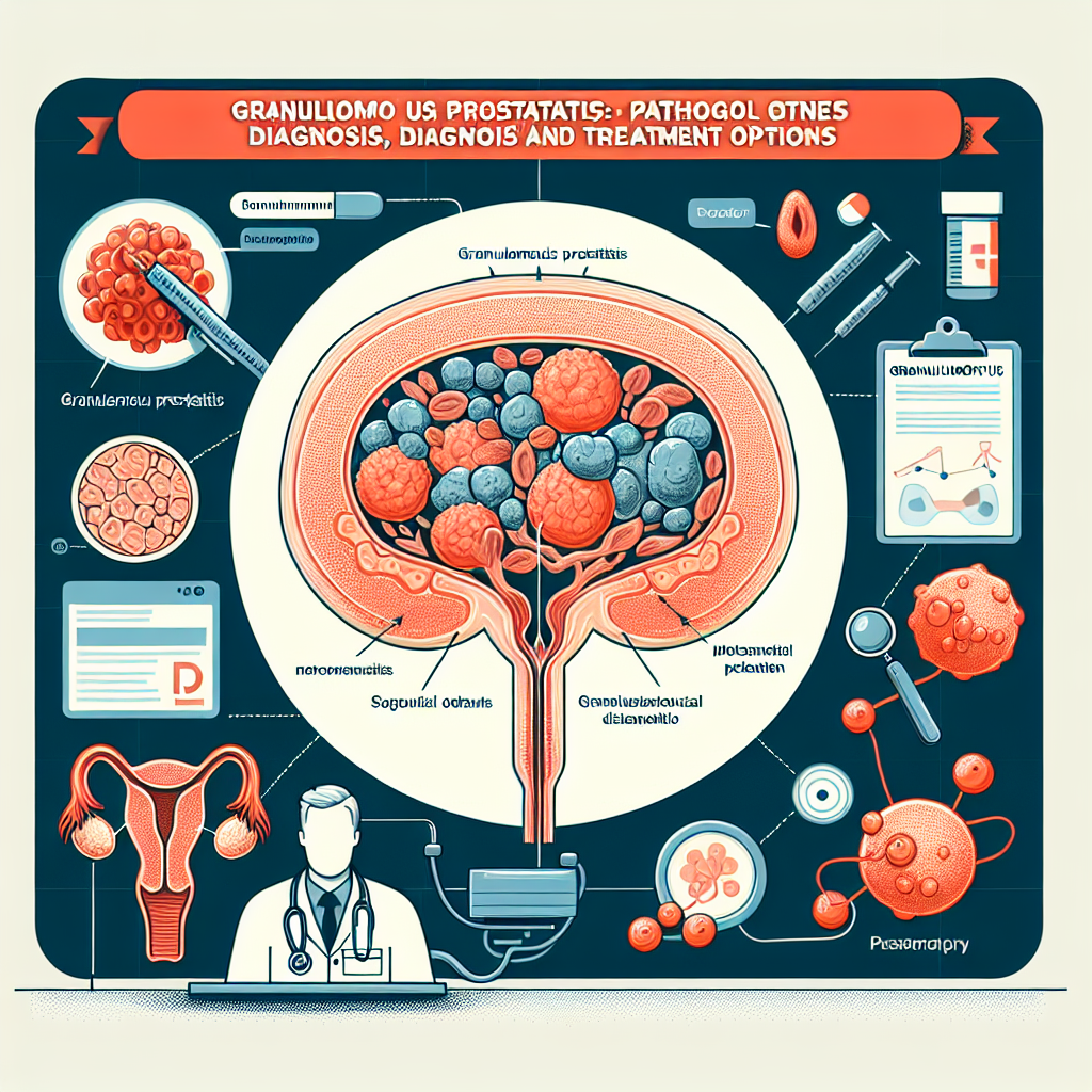 Vyobrazení lidské prostaty ilustrující granulomatózní inflamaci specifickou pro granulomatózní prostatitidu.