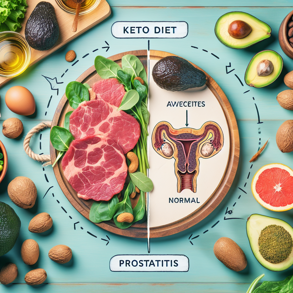 Keto dietní jídlo a muž, který trpí prostatitidou