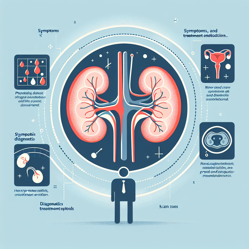 Schéma propojení mezi prostatitidou a ledvinami, včetně symptomů, diagnostiky a léčby.